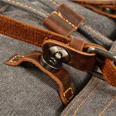 Khaki Washed Canvas Satchel Backpack Canvas Mens School Backpack Hiking Backpack For Men - iwalletsmen