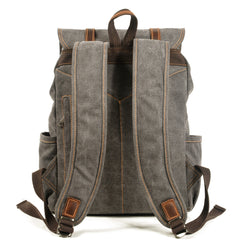 Khaki Washed Canvas Satchel Backpack Canvas Mens School Backpack Hiking Backpack For Men - iwalletsmen
