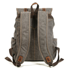 Gray Washed Canvas Satchel Backpack Canvas Mens School Backpack Hiking Backpack For Men - iwalletsmen