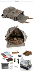 Khaki Washed Canvas Satchel Backpack Canvas Mens School Backpack Hiking Backpack For Men - iwalletsmen