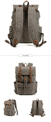 Khaki Washed Canvas Satchel Backpack Canvas Mens School Backpack Hiking Backpack For Men - iwalletsmen