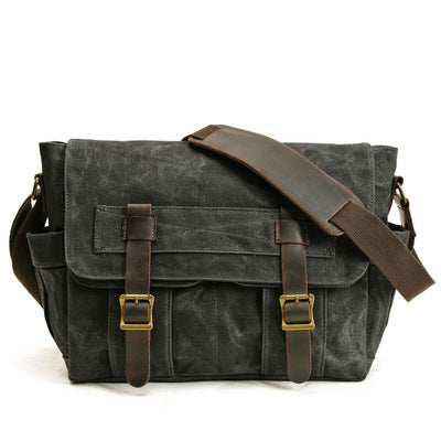 Black Waxed Canvas SLR Camera Messenger Bag Mens Cycling Black Camera Messenger Bag For Men - iwalletsmen
