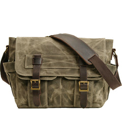 Khaki Waxed Canvas SLR Camera Messenger Bag Mens Cycling Khaki Camera Messenger Bag For Men - iwalletsmen