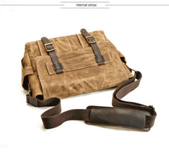 Khaki Waxed Canvas SLR Camera Messenger Bag Mens Cycling Khaki Camera Messenger Bag For Men - iwalletsmen