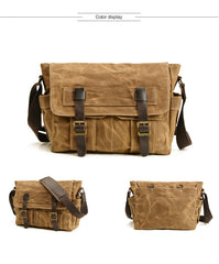 Khaki Waxed Canvas SLR Camera Messenger Bag Mens Cycling Khaki Camera Messenger Bag For Men - iwalletsmen