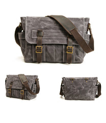 Khaki Waxed Canvas SLR Camera Messenger Bag Mens Cycling Khaki Camera Messenger Bag For Men - iwalletsmen