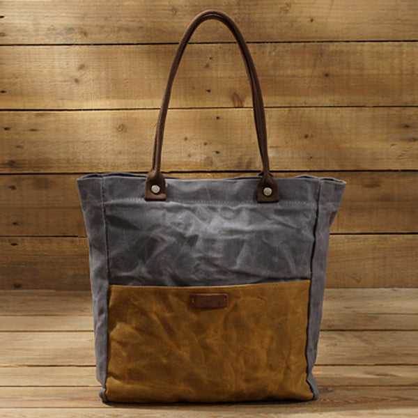 Gray Waxed Canvas Tote Bags Messenger Bag Gray Mens Canvas Tote Tote Purse For Men - iwalletsmen