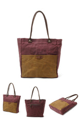 Red Waxed Canvas Tote Bags Messenger Bag Red Mens Canvas Tote Tote Purse For Men - iwalletsmen