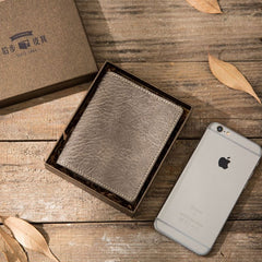 Gray Cool Leather Mens Small Wallet Bifold Vintage Slim billfold Wallet for Men - iwalletsmen