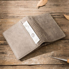 Gray Cool Leather Mens Small Wallet Bifold Vintage Slim billfold Wallet for Men - iwalletsmen