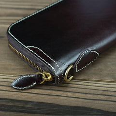 Green Mens Leather Cards Long Wallets Lot of Cards Black Zipper Long Wallet Cards Wallet for Men - iwalletsmen