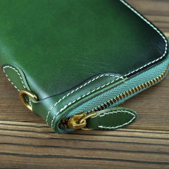 Green Mens Leather Cards Long Wallets Lot of Cards Black Zipper Long Wallet Cards Wallet for Men - iwalletsmen