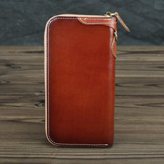 Green Mens Leather Cards Long Wallets Lot of Cards Black Zipper Long Wallet Cards Wallet for Men - iwalletsmen