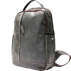 Green Mens Leather Backpack Travel Backpacks Laptop Backpack for men - iwalletsmen