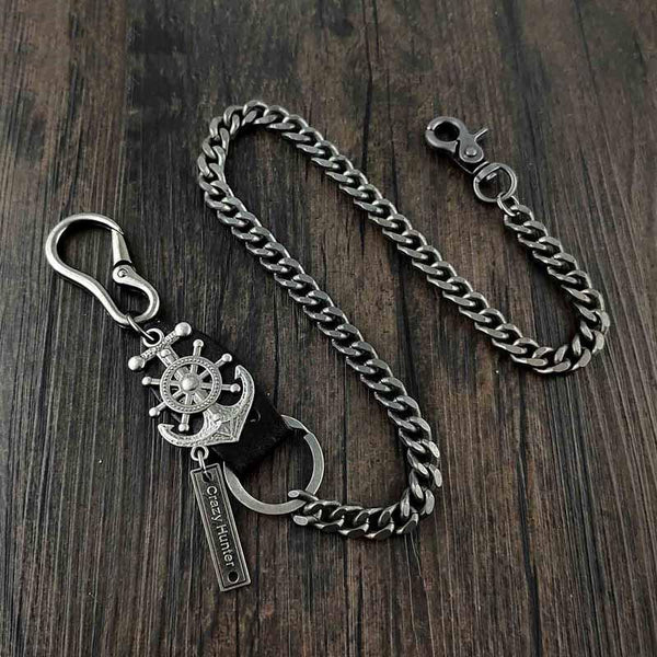 HEAVY METAL ANCHOR BIKER SILVER WALLET CHAIN LONG PANTS CHAIN SILVER Jeans Chain Jean Chain FOR MEN - iwalletsmen