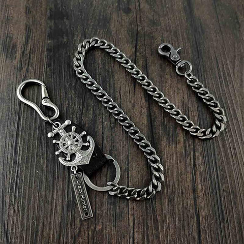 Anchor Biker Wallet Chain Mens Silver Long Pants Chain Mens Jeans