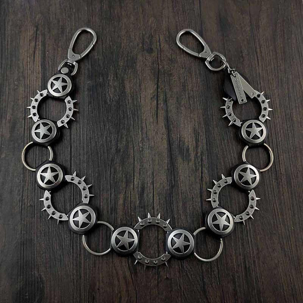 HEAVY METAL PUNK STAR BIKER SILVER WALLET CHAIN LONG PANTS CHAIN SILVER Jeans Chain Jean Chain FOR MEN - iwalletsmen