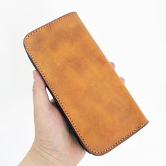 Handmade Vintage Mens Brown Leather Long Wallet Bifold Brown Cool Long Wallets for Men - iwalletsmen