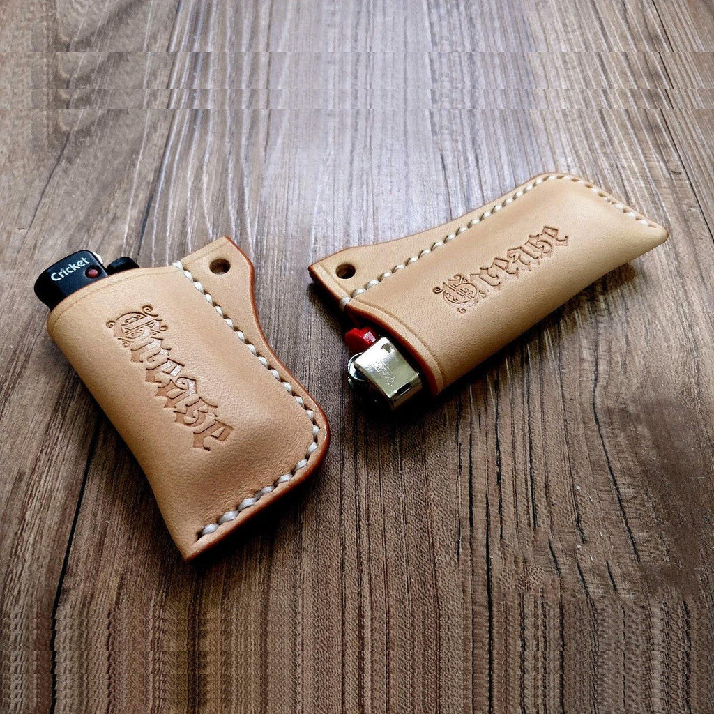 Leather Lighter Case - Handstitched Leather Sleeve for Bic