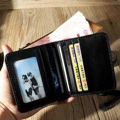 Handmade Leather Mens Billfold Wallet Personalize Bifold Small Wallets for Men - iwalletsmen
