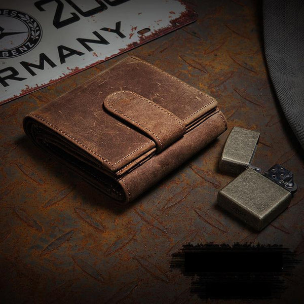 Handmade Brown Leather Mens Trifold Billfold Wallets With Coin Pocket Small Wallet for Men - iwalletsmen