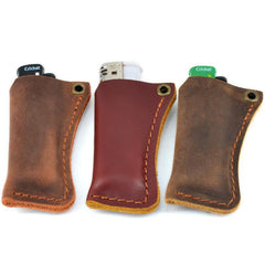 Handmade BIC Brown Leather Lighter Case Leather Cricket Lighter Holder Leather BIC Lighter Covers For Men - iwalletsmen