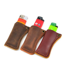 Handmade BIC Brown Leather Lighter Case Leather Cricket Lighter Holder Leather BIC Lighter Covers For Men - iwalletsmen