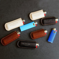 Handmade BIC J3 J5 Brown Leather Lighter Case BIC J3 J5 Leather Lighter Holder Leather Lighter Covers For Men - iwalletsmen