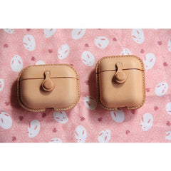 Handmade Beige Leather AirPods Case Beige Leather AirPods Case Airpod Case Cover - iwalletsmen