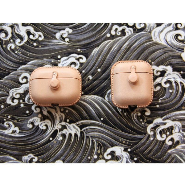 Handmade Beige Leather AirPods Case Beige Leather AirPods Case Airpod Case Cover - iwalletsmen