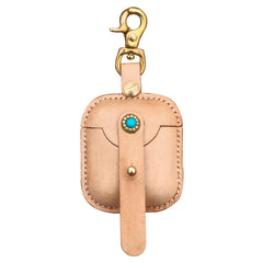 Handmade Beige Leather AirPods Pro Case with Belt Clip Leather AirPods Pro Case Airpod Case Cover - iwalletsmen