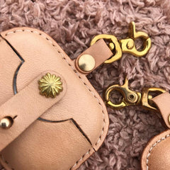 Handmade Beige Leather AirPods Pro Case with Belt Clip Leather AirPods Pro Case Airpod Case Cover - iwalletsmen