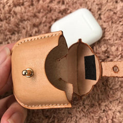 Handmade Beige Leather AirPods Pro Case with Belt Clip Leather AirPods Pro Case Airpod Case Cover - iwalletsmen