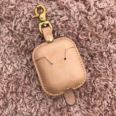 Handmade Beige Leather AirPods Pro Case with Belt Clip Leather AirPods Pro Case Airpod Case Cover - iwalletsmen