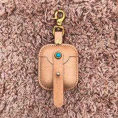 Handmade Beige Leather AirPods Pro Case with Belt Clip Leather AirPods Pro Case Airpod Case Cover - iwalletsmen