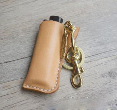 Handmade Bic j3 Leather Lighter Case Leather Bic j3 Lighter Holder Beige Leather Bic j3 Lighter Covers For Men - iwalletsmen