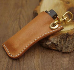 Handmade Bic j3 Leather Lighter Case Leather Bic j3 Lighter Holder Beige Leather Bic j3 Lighter Covers For Men - iwalletsmen