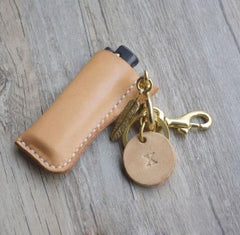 Handmade Bic j3 Leather Lighter Case Leather Bic j3 Lighter Holders Beige Leather Bic j3 Lighter Covers For Men - iwalletsmen