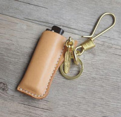 Handmade Bic j3 Leather Lighter Case Leather Bic j3 Lighter Holders Beige Leather Bic j3 Lighter Covers For Men - iwalletsmen