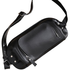 Handmade Black LEATHER MEN Sling Bag Waist BAG LEATHER Fanny Pack FOR MEN - iwalletsmen