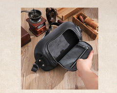 Handmade Black LEATHER MEN Sling Bag Waist BAG LEATHER Fanny Pack FOR MEN - iwalletsmen