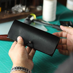 Handmade Black LEATHER MEN'S Womens Sunglasses Box Case Glasses Holder For Men - iwalletsmen