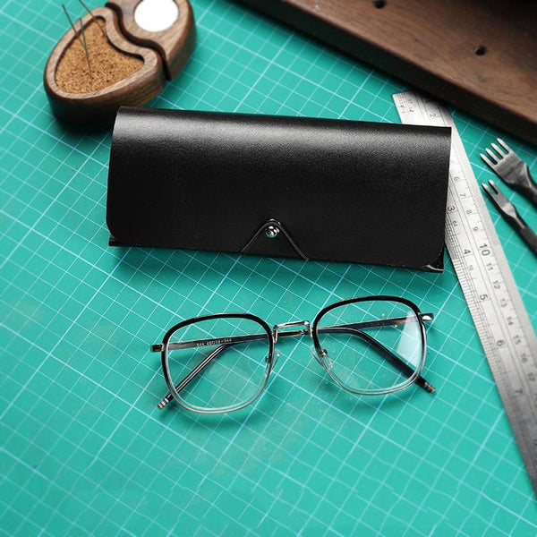 Handmade Black LEATHER MEN'S Womens Sunglasses Box Case Glasses Holder For Men - iwalletsmen