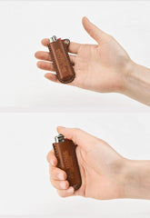 Handmade Black Leather Bic Lighter Cases Leather Bic Lighter Holder with strap Leather Lighter Covers For Men - iwalletsmen