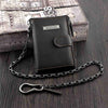 Black Leather Men's Small Biker Wallet Chain Wallet billfold Bifold Wallet with Chain Coin Purse For Men - iwalletsmen