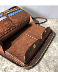 Handmade Black Leather Mens Bifold Wristlet Wallet Brown Clutch Wallet IPAD Bag Clutch Purse Men - iwalletsmen