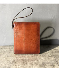 Handmade Black Leather Mens Bifold Wristlet Wallet Brown Clutch Wallet IPAD Bag Clutch Purse Men - iwalletsmen