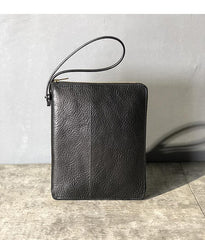 Handmade Black Leather Mens Bifold Wristlet Wallet Brown Clutch Wallet IPAD Bag Clutch Purse Men - iwalletsmen