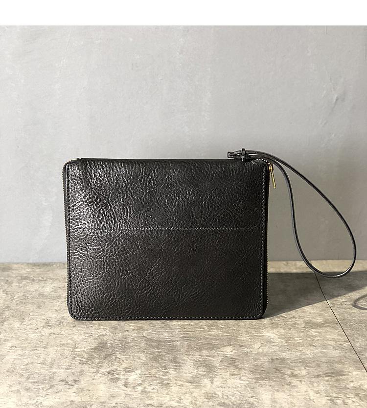 Handmade Black Leather Mens Bifold Wristlet Wallet Brown Clutch Wallet IPAD Bag Clutch Purse Men - iwalletsmen