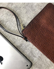 Handmade Black Leather Mens Bifold Wristlet Wallet Brown Clutch Wallet IPAD Bag Clutch Purse Men - iwalletsmen